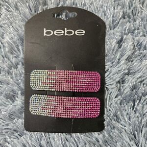 Bebe Pink and Silver Rhinestone Barrettes